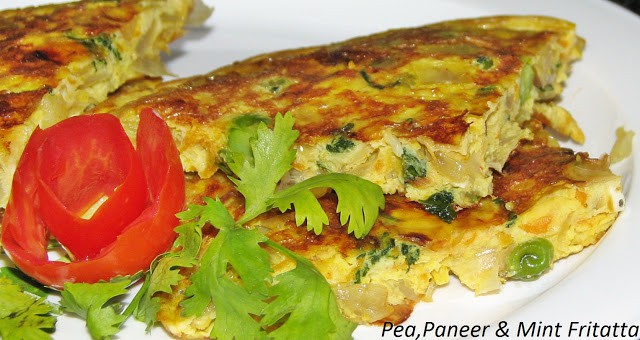 Pea, Paneer And Mint Frittata/Pizza – Blogging Marathon #82