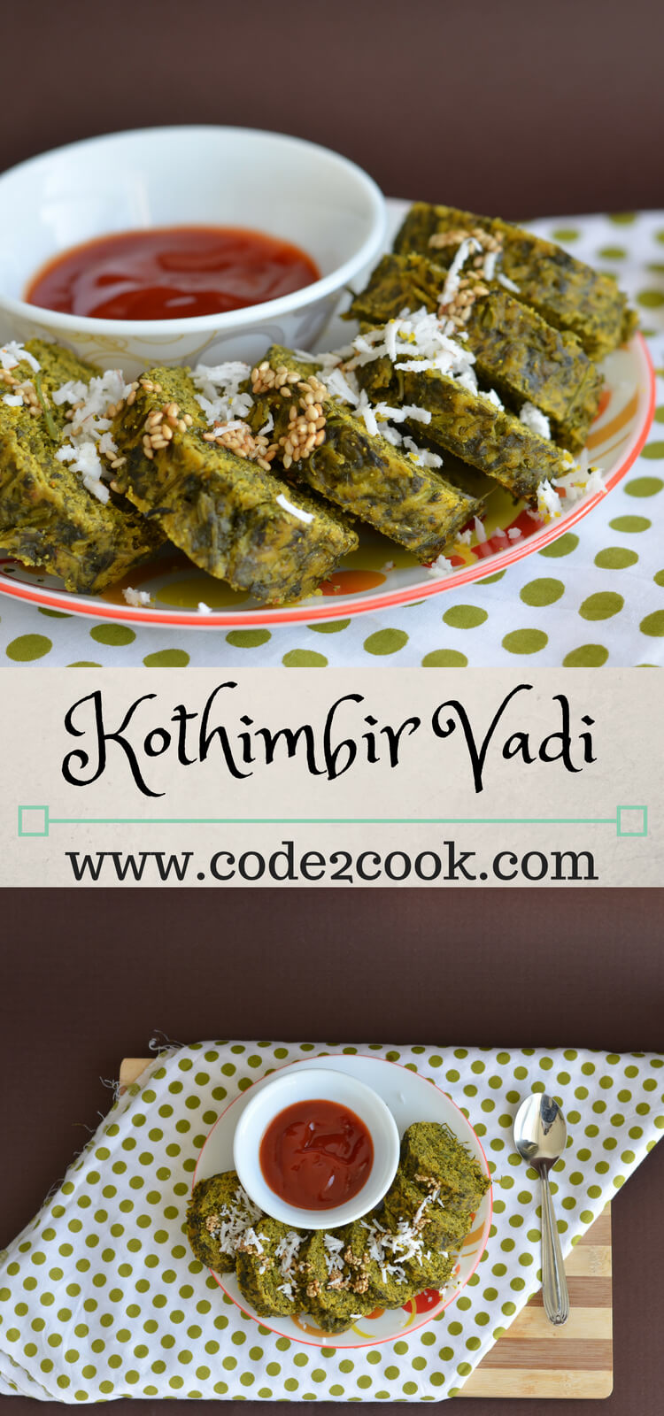 Kothimbir Vadi | Kothimbir Vadi is a popular Maharashtrian snack which is steamed and pan-fried. It is made with fresh coriander leaves, chickpea flour, spiced up using ginger, garlic, green chili, garam masala. Kothimbir Vadi is a popular Maharashtrian snack which is steamed and pan-fried. It is made with fresh coriander leaves, chickpea flour, spiced up using ginger, garlic, green chili, garam masala. Kothimbir Vadi is a glutenfree snack, you can have it in breakfast or a side dish in the Maharashtrian thali.
