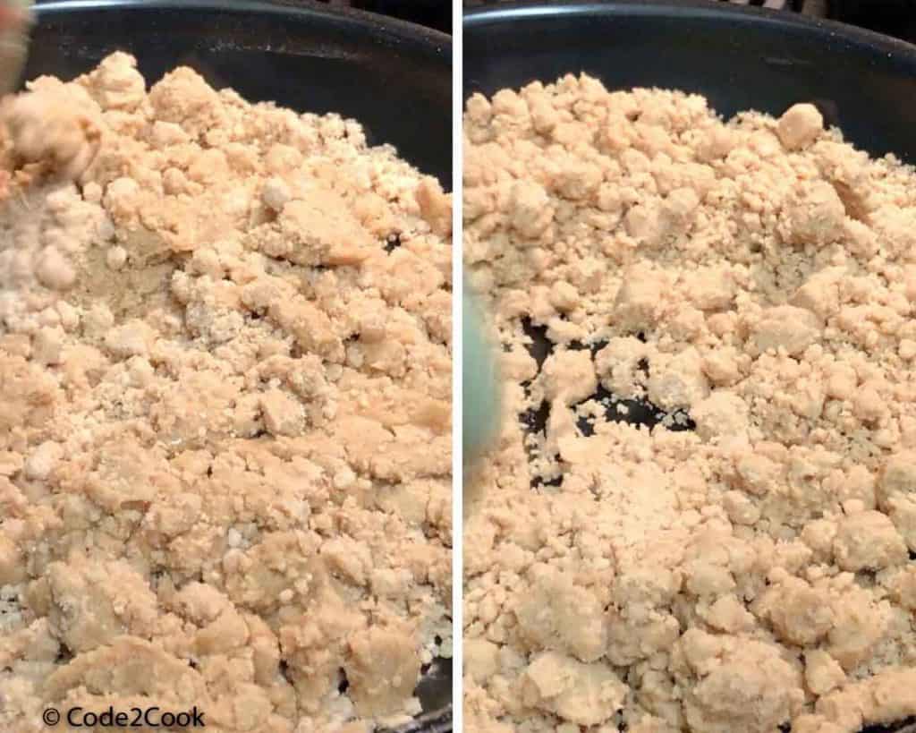 roast till wheat flour changes color to golden brown.