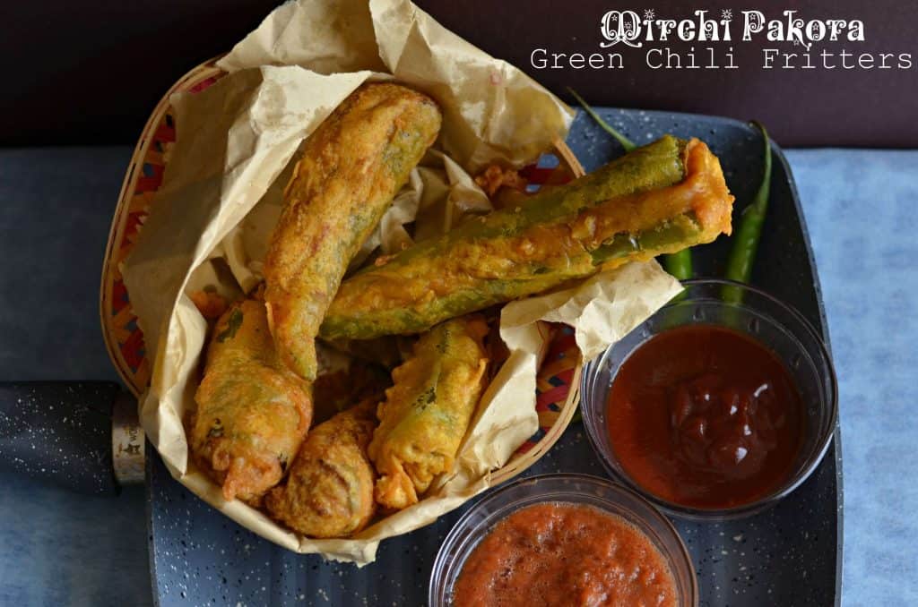 Bherwa Mirch Ka Pakora | Stuffed Green Chili Fritters Bherwa Mirch ka pakora is stuffed green peppers with mashed potatoes filling with some aromatics spices, dipped in spicy besan (gram flour) batter and deep fried. It is a popular Rajasthani street food known as bherwa mirch vada too.