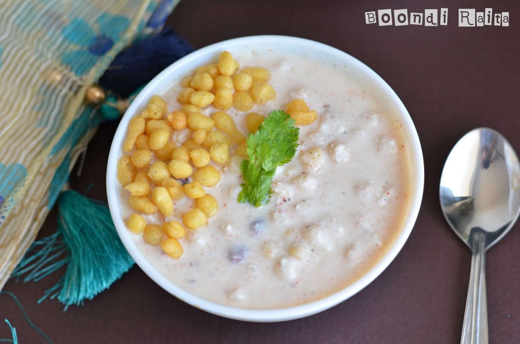 Boondi Raita Recipe | How To Make Boondi Raita Boondi raita or boondi in curd is very easy to make and a default raita in North Indian kitchen. Having only two ingredients curd & boondi this raita goes very well with biryani or any rice dish. At the same time, it is also a great accompaniment with stuffed parathas.
