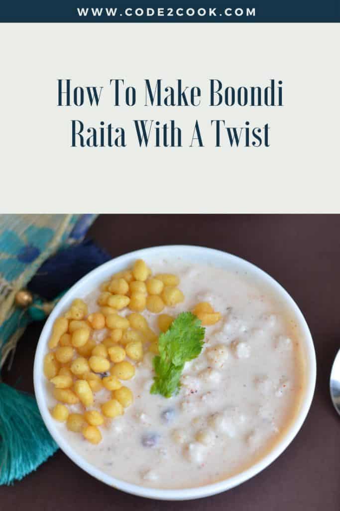 Boondi raita or boondi in curd is very easy to make and a default raita in North Indian kitchen. Having only two ingredients curd & boondi this raita goes very well with biryani or any rice dish. At the same time, it is also a great accompaniment with stuffed parathas.