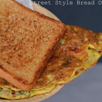 Bread omelet is one of the famous street food in India with bread slices and eggs mixture. It is simple, quick and so flavorful breakfast in the morning either with tea or milk.