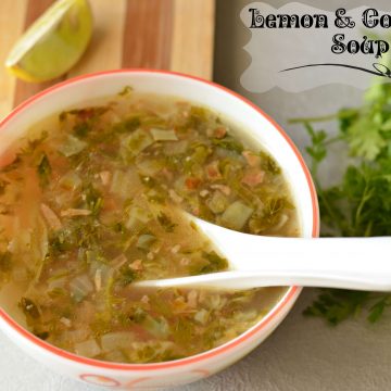 Lemon and coriander soup is easy to make, with herbs like coriander, chopped carrot,cabbage and boil in vegetable stalk. This is so nutritious and flavorful.