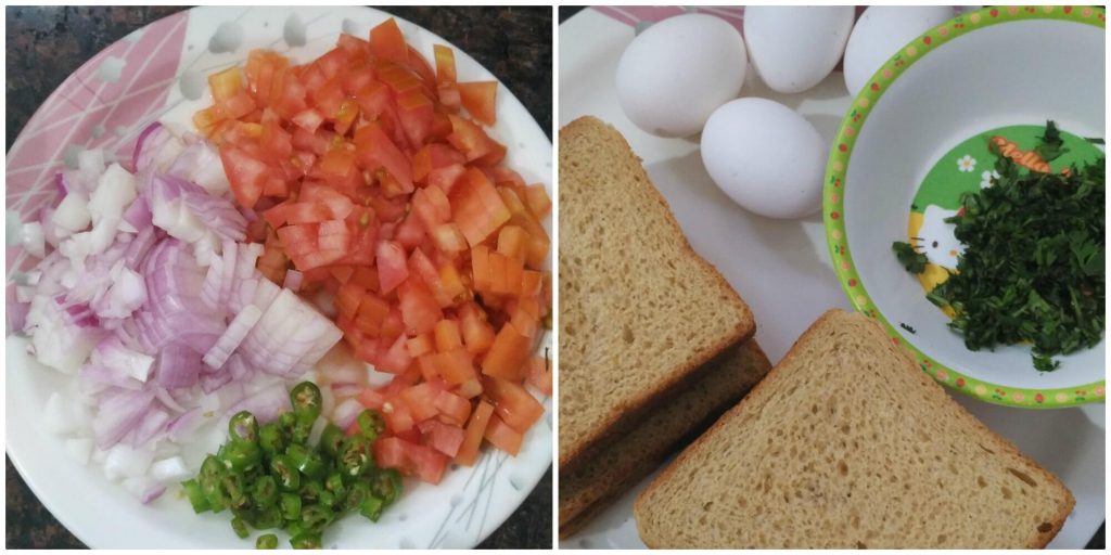 Bread omelet is one of the famous street food in India with bread slices and eggs mixture. It is simple, quick and so flavorful breakfast in the morning either with tea or milk.