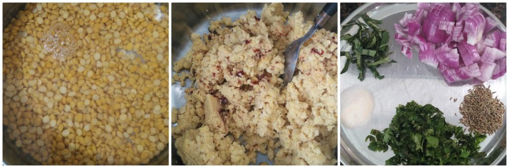 Chana dal vada or masala vada is a south indian tea time snack prepared using skinned bengal gram mixed with few spices. These are crunchy in texture and deep fried.