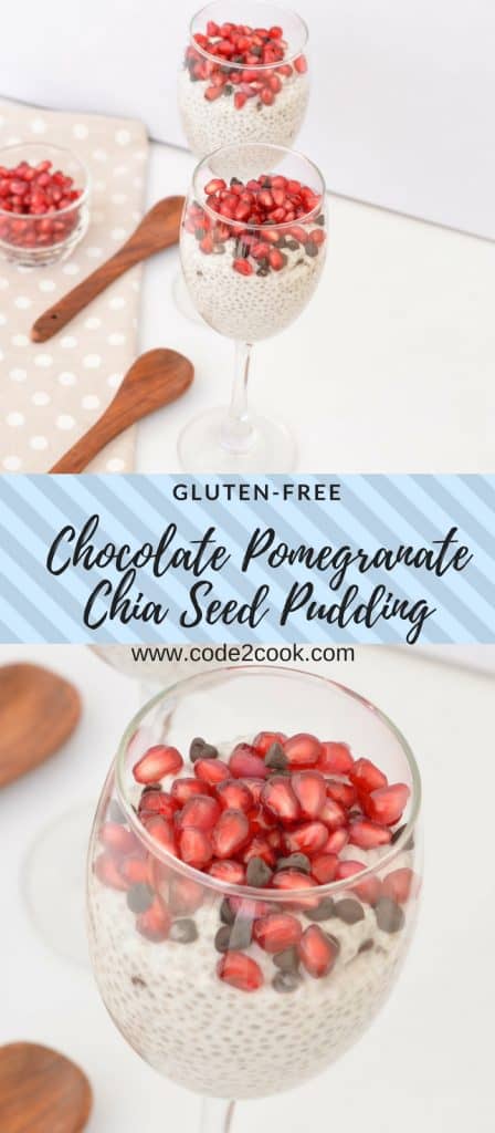 Chocolate Pomegranate Chia Seed Pudding With Coconut Milk Recipe | Gluten Free And Vegan Chia seed pudding is so versatile that just gather few ingredients and whip up in a new flavor altogether. Today I am sharing chia seed pudding which is topped with pomegranate and choco chips. In this pudding, coconut milk is used for soaking and coconut water to bring it to the consistency required. www.bitesbyseason.com