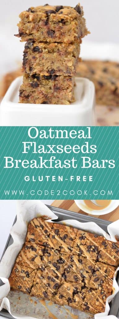 Oatmeal Flaxseeds Breakfast Bars With Pumpkin Puree | Gluten-Free Oatmeal Flaxseeds Breakfast Bars are very good for breakfast. These bars are not only filled with the goodness of oatmeal and flaxseeds but pumpkin puree also makes it so healthy. With the natural sweetener like maple syrup or honey makes it eating guilt free. Oatmeal flaxseeds breakfast bars are gluten-free as well, just a caution to use gluten-free oats. www.bitesbyseason.com