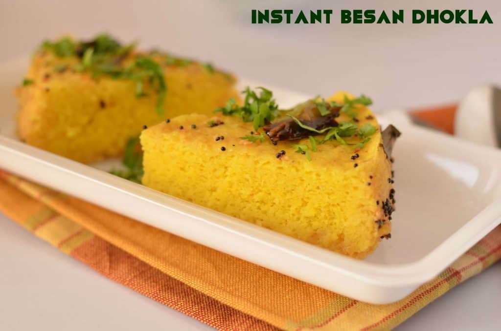 Instant Besan Dhokla Instant besan dhokla is prepared with gram flour and yogurt batter using Eno fruit salt.