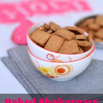 Baked Shakarpara is a sweet wholewheat biscuit which is prepared specially on Holi festival in India. Traditionally sweet shakarpara recipe uses refined flour, and they are deep fried. As the name says, baked shakarpara is the healthy version using whole wheat flour and no deep frying required.