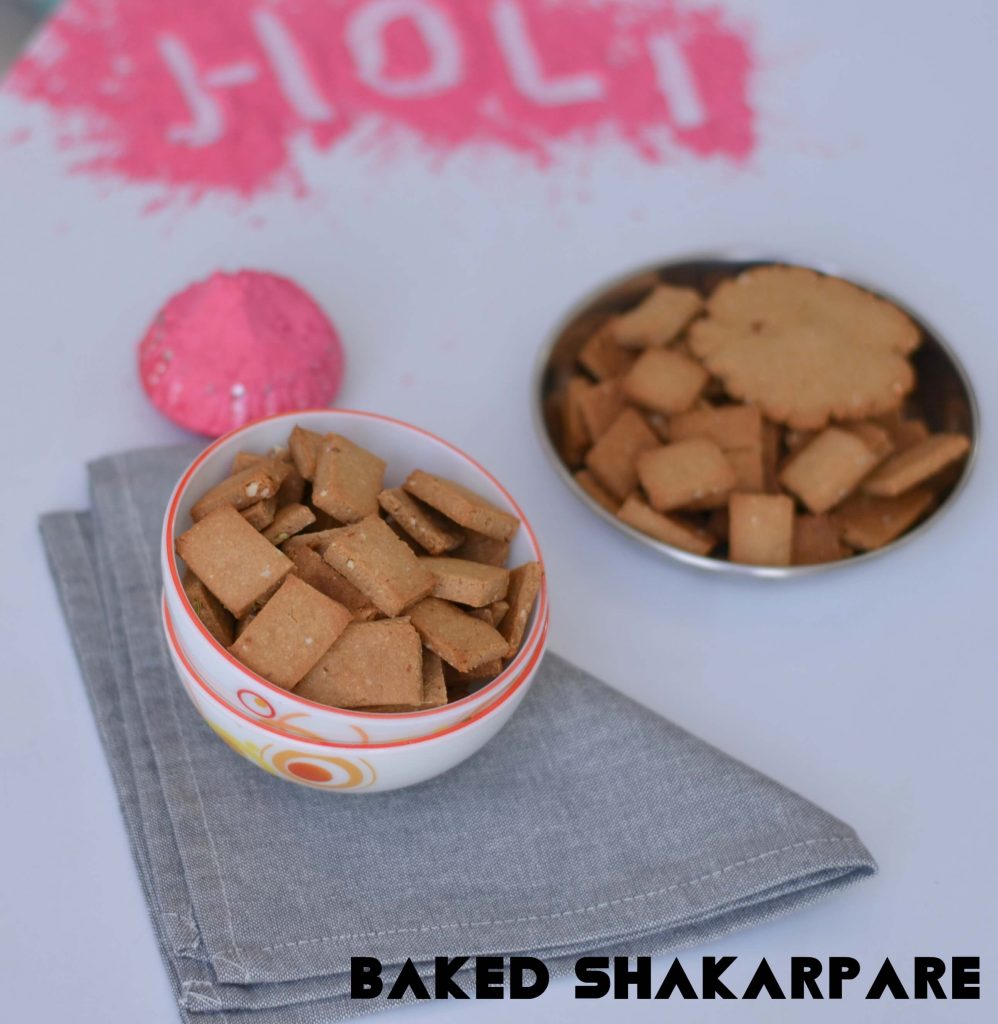 Wholewheat Baked Shakarpara Baked Shakarpara is a sweet wholewheat biscuit which is prepared specially on Holi festival in India. Traditionally sweet shakarpara recipe uses refined flour, and they are deep fried. As the name says, baked shakarpara is the healthy version using whole wheat flour and no deep frying required.