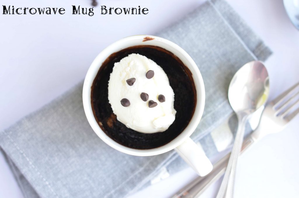 1 Minute Healthy Microwave Mug Brownie Recipe | Eggless Mug Brownie Recipe Microwave mug brownie is very simple and quick process to satiate your cravings for something sweet. A mug brownie or cake has everything like a normal brownie or cake only difference is the quantity which is sufficient enough to bake in a mug. Microwave mug brownie is very handy to prepare in few minutes including preparation.