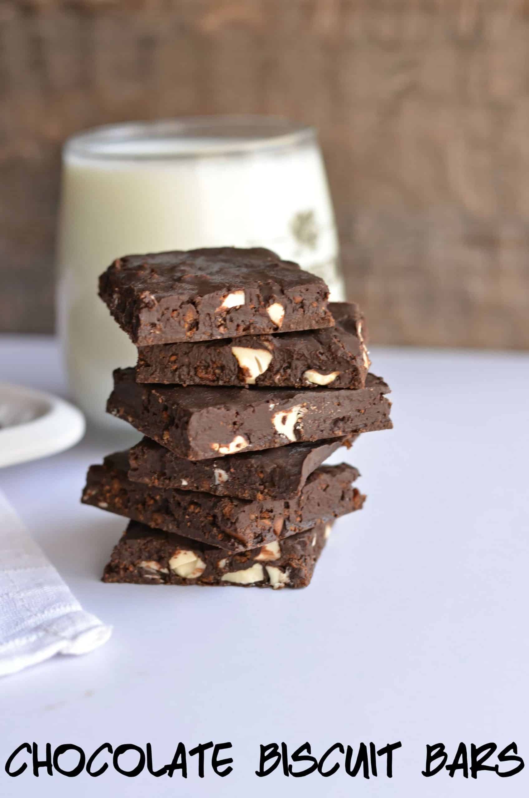 Today I am sharing yet another no-bake recipe Chocolate biscuit bars. Chocolate biscuit bars are made with leftover Brittania bourbon biscuit, nuts, and chocolate. Very easy to make, just whisking all ingredients and set the mixture in the fridge for few minutes. These no-bake chocolate biscuit bars made their way to my kid's tummy in just a few minutes.