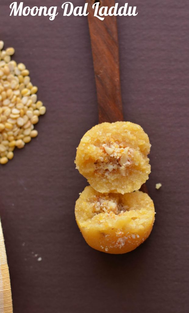 Yellow Moong Dal Laddu | Moong Ki Dal Ke Ladoo Moong dal laddu is a traditional Indian festive sweet. Often prepared on Holi, Diwali, Janamashtmi or any special occasion throughout the year. Moong ki dal ke laddu is easy to make dessert with just three ingredients moong dal or yellow lentil, sugar, and ghee or clarified butter.