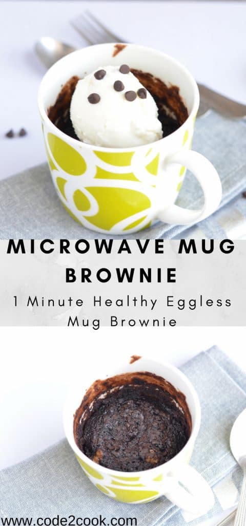 1 Minute Healthy Microwave Mug Brownie Recipe | Eggless Mug Brownie Recipe Microwave mug brownie is very simple and quick process to satiate your cravings for something sweet. A mug brownie or cake has everything like a normal brownie or cake only difference is the quantity which is sufficient enough to bake in a mug. Microwave mug brownie is very handy to prepare in few minutes including preparation. www.bitesbyseason.com