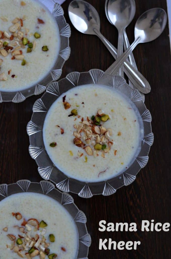Sama Rice Kheer | Vrat Ke Chawal Ki Kheer Sama rice kheer is usually prepared during fasting days, especially in Navratri. Mixing milk, sama rice, and sugar, cooked on medium heat and flavored with either cardamom or saffron, this sama rice kheer is tasty and very healthy.