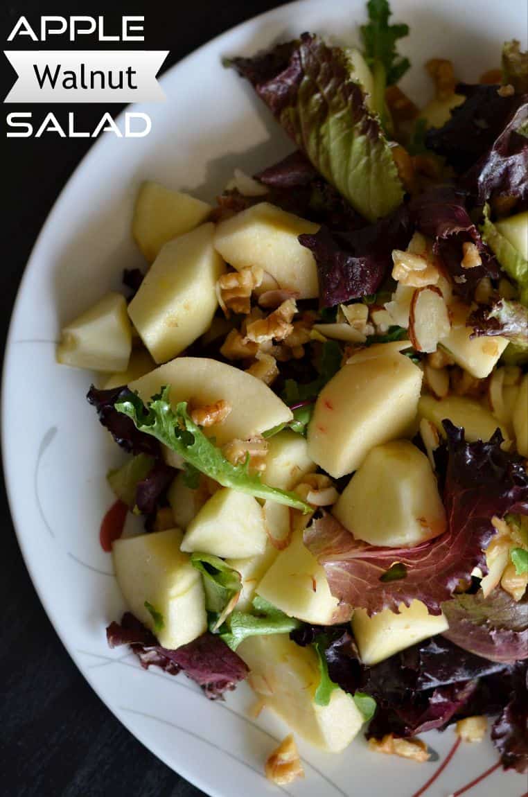 This apple walnut salad brings you sweet and tangy flavors with greens. Very simple and easy to make. Just add a dash of lemon, a little quantity of maple syrup with some salt and you are set to munch on this apple walnut salad.