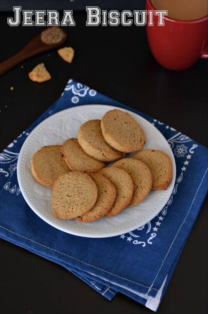 Jeera Biscuit | Cumin Cookies Recipe Jeera biscuit or cumin cookies are crunchy, sweet and salty at the same time. Made with whole wheat flour makes them healthier with my evening tea.