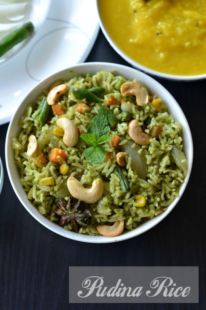 Pudina Pulao Recipe | Mint Rice Pudina pulao or mint rice recipe is a simple way to use leftover rice. This pudina pulao can be served either in lunch or dinner time accompanied with raita.