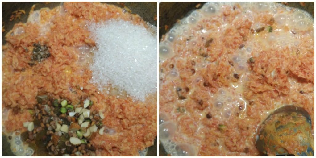 Gajar ka halwa or carrot halwa is a very famous dessert in North India during the winter season also known as Gajrela in some parts of north India. Cooking grated carrot, milk, and sugar on medium heat, a bit of cardamom powder and chopped dry fruits make this halwa so delicious and lip-smacking dessert.