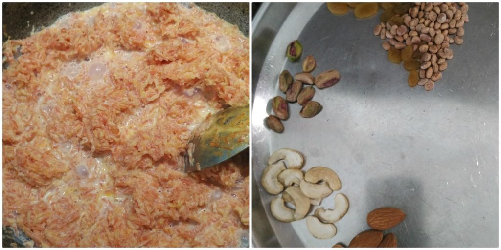 Gajar ka halwa or carrot halwa is a very famous dessert in North India during the winter season also known as Gajrela in some parts of north India. Cooking grated carrot, milk, and sugar on medium heat, a bit of cardamom powder and chopped dry fruits make this halwa so delicious and lip-smacking dessert.