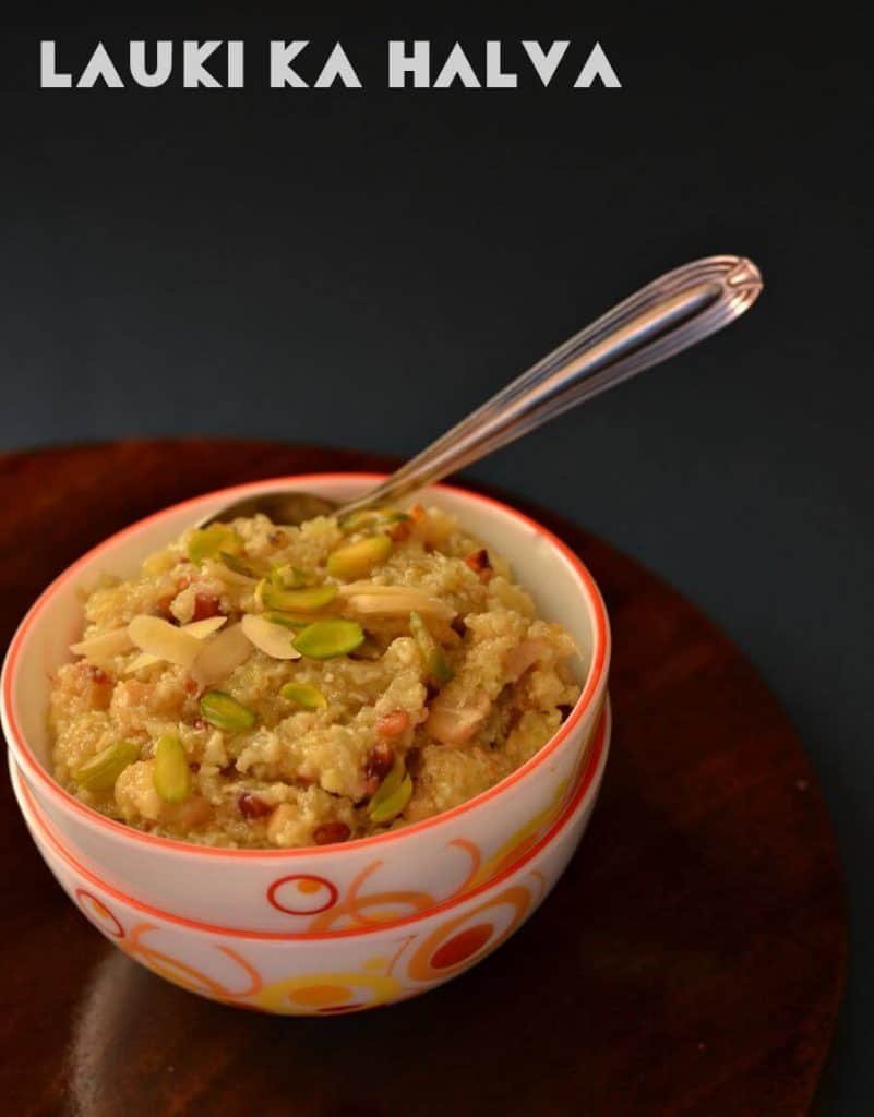 Lauki Ka Halva Recipe | Bottlegourd Pudding Lauki ka halva is an Indian sweet made during festivals and in the winter season.Preparation of lauki ka halwa is similar to gajar ka halwa. Grated bottle gourd in milk, flavored with cardamom and a handful of dry fruits makes it rich and a filling dish in Navratri fasting time.