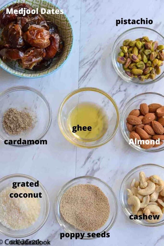 Ingredients of dates roll