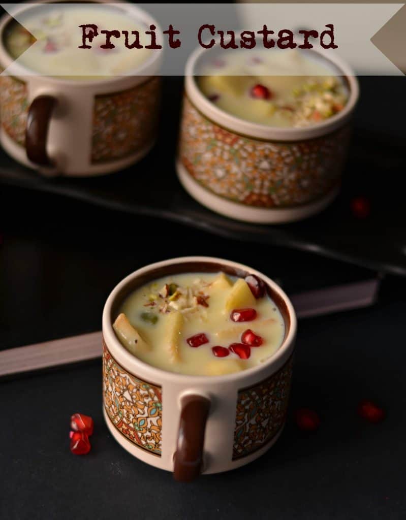 Fruit Custard Recipe | Mixed Fruit Custard | Fruit Salad With Custard Fruit custard is a dessert prepared with custard sauce and adding fresh sweet taste fruits. This is the simplest dessert which is tasty, creamy and gets ready in just a few minutes. Fruit custard is also known as fruit salad with custard, loved by all age groups and a perfect dessert for the party.