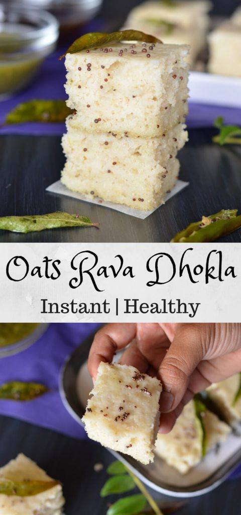 Oats Dhokla Recipe | Instant Oats Dhokla | Instant Oats Rava Dhokla Oats dhokla is the instant dhokla recipe with oats flour, semolina and curd in equal portions, which is a savory and steamed snack or a great breakfast or a great meal in itself. Seasoned with mustard seeds, curry leaves and green chilies this oats dhokla is a perfect guilt-free food to consume.
