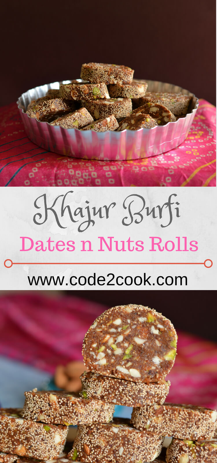 Khajur Burfi Recipe | Khajur Rolls | Dates and Nuts Rolls | Sugar Free Khajur Ki Mithai Khajur burfi or dates rolls are filled with dry fruits which are soft in texture and chewy in nature.Dates n nuts rolls can be made for any festive occasions like Diwali Holi Eid or any time during the year