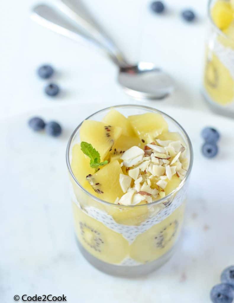 a close up click of kiwi chia pudding
