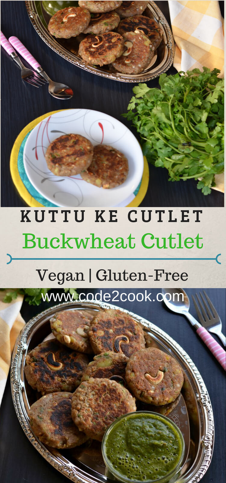 Kuttu Ki Tikki | Buckwheat Cutlet Recipe | Buckwheat Potato Croquette pinterest image of Kuttu ki Tikki or buckwheat cutlet