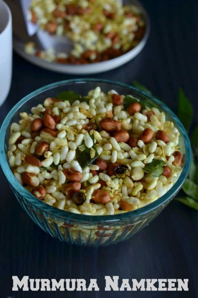 Murmura Namkeen Recipe | Salted Puffed Rice | Murmura Chivda Recipe Murmura namkeen or murmura chivda is a healthy, light and crunchy snack. It takes only 15 minutes to prepare this crispy namkeen with no fancy ingredients. This crispy murmura chivda is prepared tossing peanut, murmura, poha in spices with green chili and mustard seed tempering.