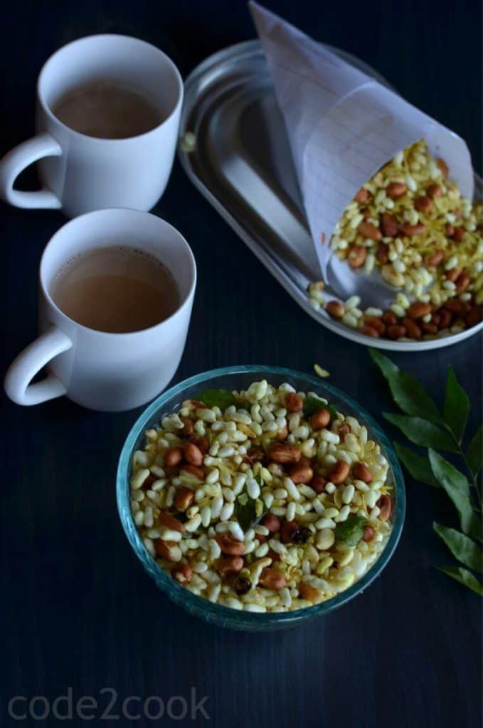 Murmura Namkeen Recipe | Salted Puffed Rice | Murmura Chivda Recipe Murmura namkeen or murmura chivda is a healthy, light and crunchy snack. It takes only 15 minutes to prepare this crispy namkeen with no fancy ingredients. This crispy murmura chivda is prepared tossing peanut, murmura, poha in spices with green chili and mustard seed tempering.