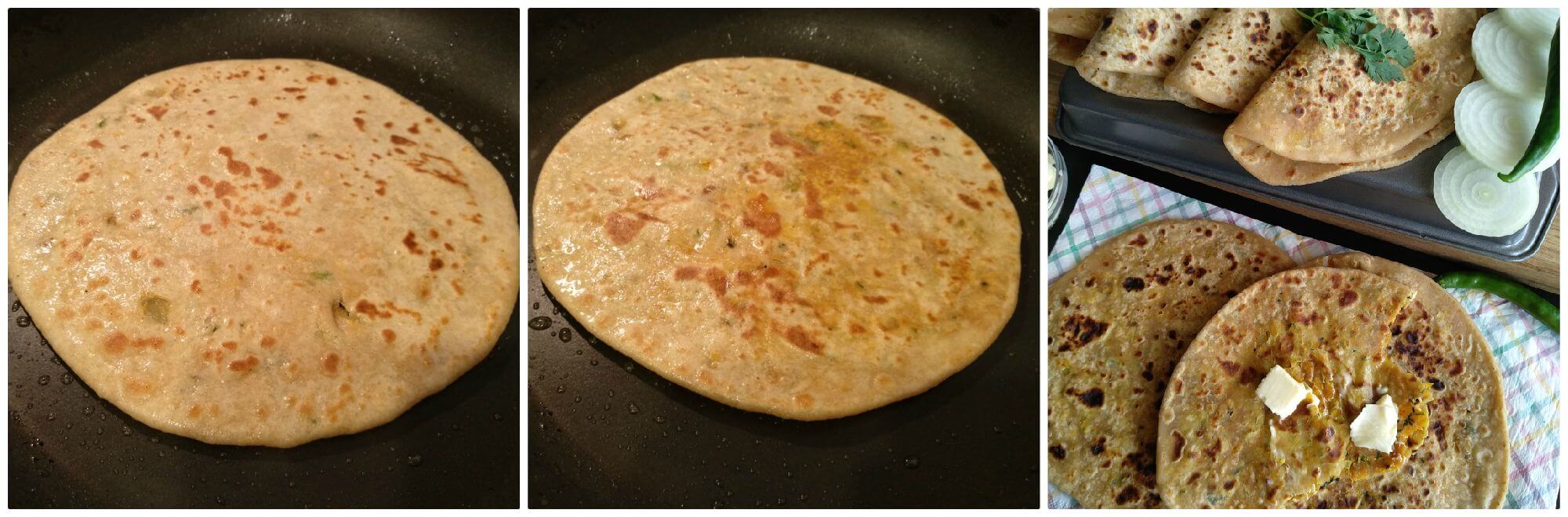 Besan paratha or masala besan paratha is a wonderful Rajasthani paratha recipe which is prepared by stuffing spicy besan or gram flour filling in the whole wheat dough. This paratha is crispy, aromatic and filled with the pickled flavor besan stuffing makes a wholesome meal.