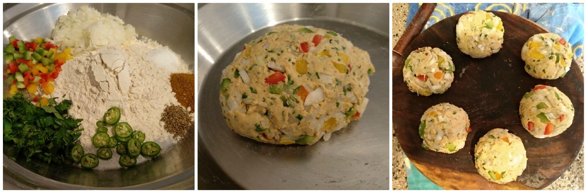 Onion capsicum paratha is super easy and quick paratha recipe cooked for breakfast. They make a great brunch or dinner accompanied with curd or raita to make a complete meal in itself. Kids love the flavor of pan-fried onion bits and enjoy with curd.