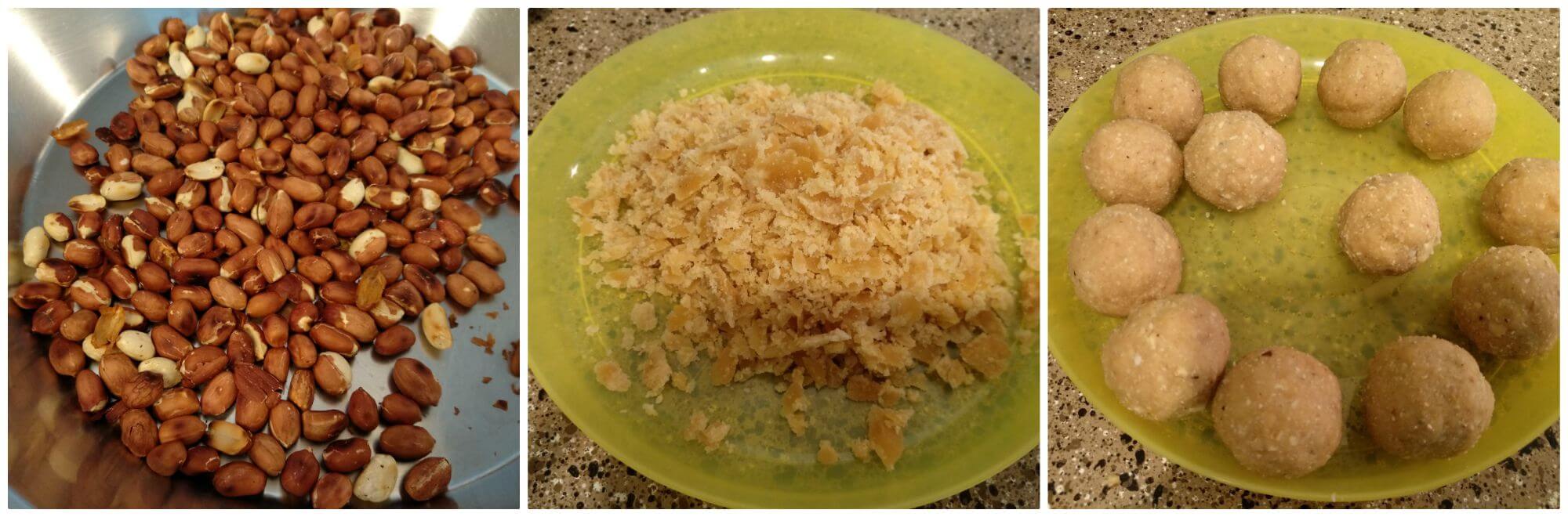 Peanut ladoo is another easy to make and simple ladoo recipe with just two ingredients. It is made with grated jaggery and dry roasted peanut. Oil in the peanut and moisture in the jaggery is good enough to bind these easy peanut ladoo. Being refined sugar-free these peanut ladoo with jaggery are very healthy and nutritious.