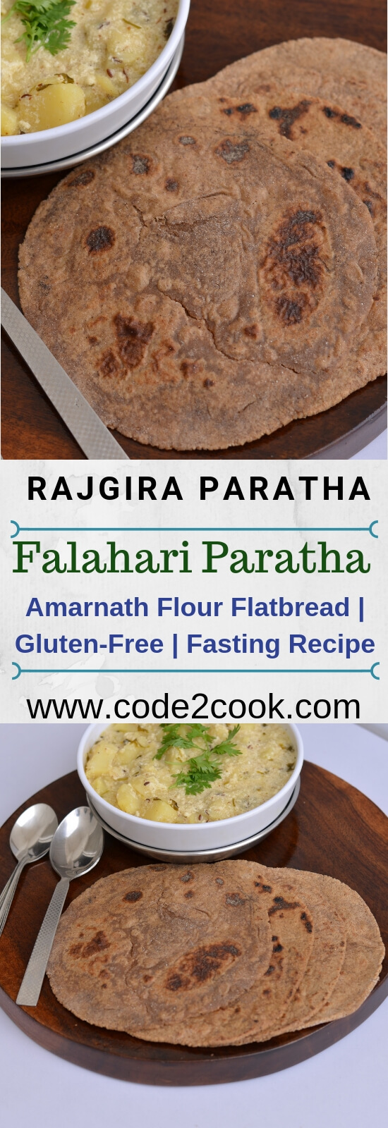 Rajgira Paratha | Amarnath Flour Paratha | Vrat Ka Paratha | Falahari Paratha | GF | V Amarnath flour paratha or Rajgira paratha is commonly used during Navratri fasting days in most Indian Kitchen. This is a gluten-free and vegan flatbread. Adding boiled mashed potato while making a dough with the flour, helps to make paratha or flatbread. This is very quick and easiest paratha recipe to make on fasting days or upvas. Such paratha recipe is also known as farali paratha or falahari paratha (phalahari paratha).
