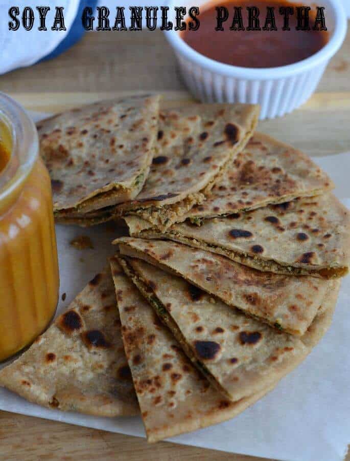 Soya Kheema Paratha | Soya Granules Paratha | Soya Chunks Paratha | How To Make Kheema Paratha Soya chunks paratha is also known as Soya kheema paratha. Originally kheema paratha is an unleavened flatbread stuffed with spicy minced meat. Instead of meat, I used spicy soya chunks filling in paratha. Soya kheema paratha or veg kheema paratha is very tasty, high in nutritional values and a popular Indian breakfast.