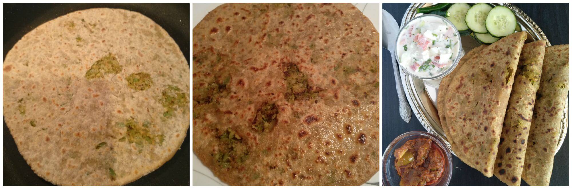 Broccoli-cauliflower paratha is another variation of Indian flatbread where a spicy mixture of broccoli and cauliflower is stuffed in whole wheat flour dough ball. This paratha taste amazing as both of the vegetables brings a unique taste and make a great breakfast or kids tiffin box recipe.