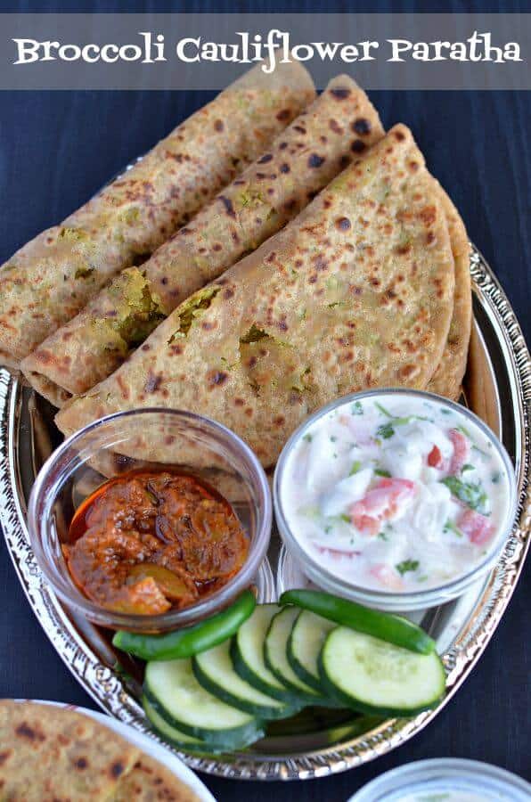 Broccoli-Cauliflower Paratha Recipe Broccoli-cauliflower paratha is another variation of Indian flatbread where a spicy mixture of broccoli and cauliflower is stuffed in whole wheat flour dough ball. This paratha taste amazing as both of the vegetables brings a unique taste and make a great breakfast or kids tiffin box recipe.