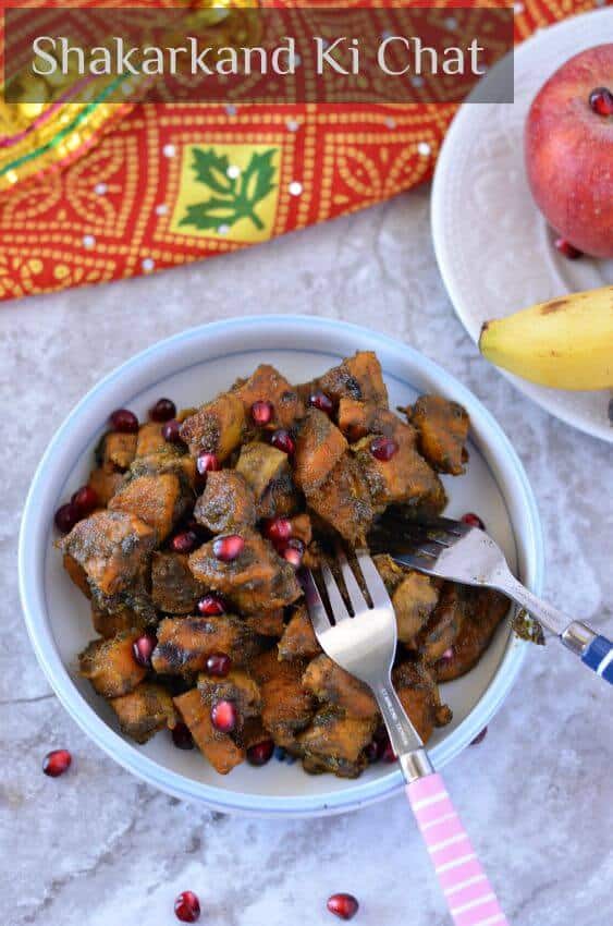 Shakarkand Ki Chat | Sweet Potato Chat North Indian Street Food | Navratri Meal Plan Day 1 Shakarkand ki chat or sweet potato chat is a popular North Indian street food which is tangy and spicy at the same time. This is also a common ingredient to consume during fasting days (Navratri, Ekadshi, Janamashtmi).