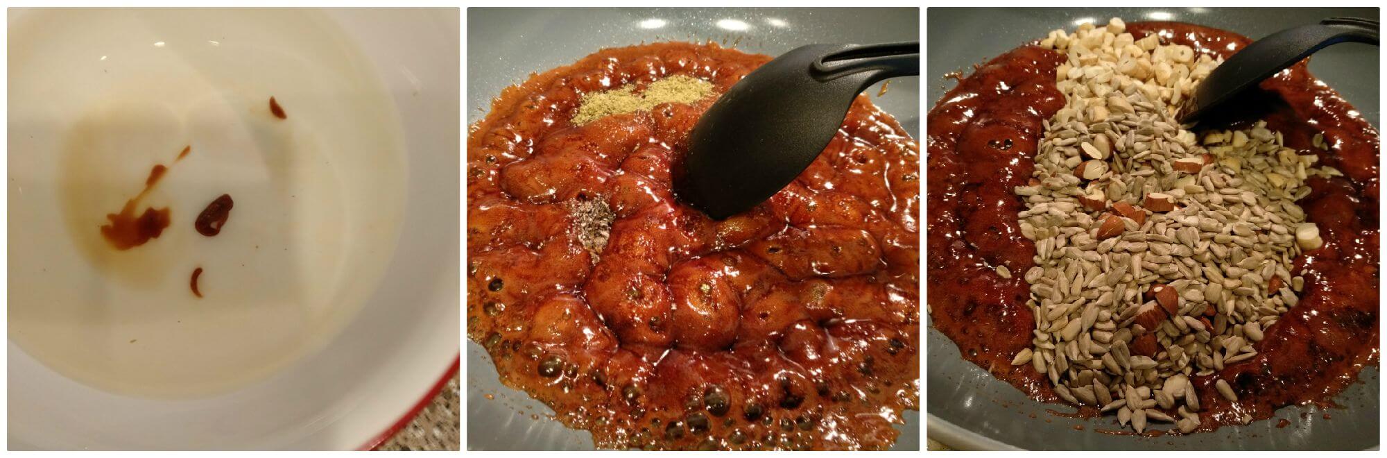 checked for consistency again. Mixed all ingredients in the jaggery syrup.
