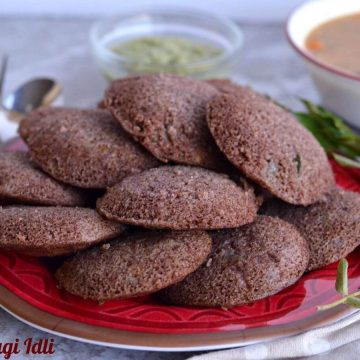 Instant ragi idli is a healthy and nutritious breakfast where idlis are made with ragi flour, also known as finger millet flour. Idlis are popular South Indian breakfast served with coconut chutney and sambhar. Instant ragi idli is easy and quick to make at home.