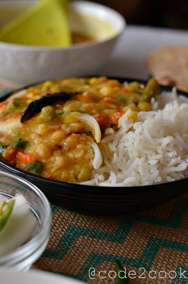 Mix vegetable moong dal is a healthy, nutritious and a flavorful vegan lentil recipe. This is a wholesome lentil soup with loads of vegetables with fewer spices. This one pot dal is very easy to make and gets ready under 30 minutes. Mix vegetable moong dal is a healthy, nutritious and a flavorful vegan lentil recipe. This is a wholesome lentil soup with loads of vegetables with fewer spices. This one pot dal is very easy to make and gets ready under 30 minutes.