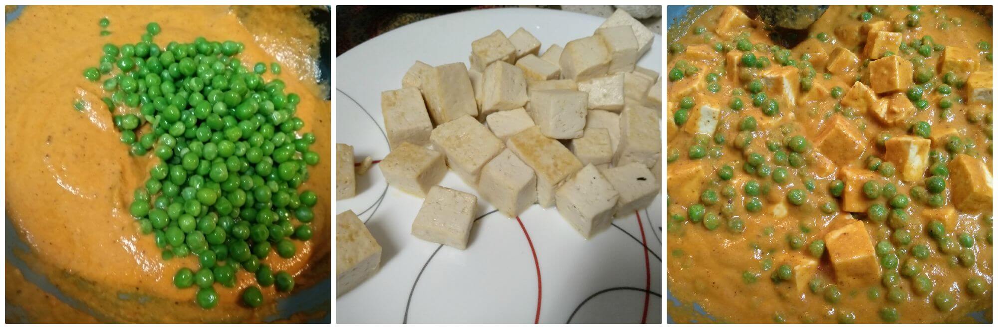 Vegan Matar Paneer Recipe | Tofu Matar Recipe | Tofu Matar Masala Vegan matar paneer is a vegan version of the most popular Indian matar paneer. Tofu is a perfect substitute for paneer to make a vegan version of matar paneer. Shallow fry tofu cubes and peas are cooked in mildly spiced tomato-cashew gravy to make this vegan matar paneer. Tofu matar masala is a delicious vegan curry.