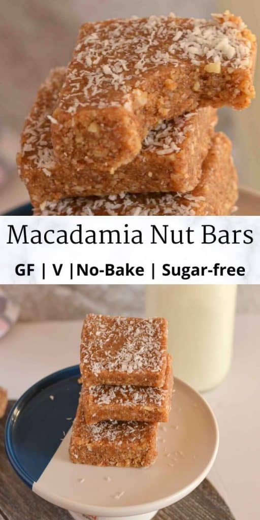 pinterest image created using two macadamia nut bars images.