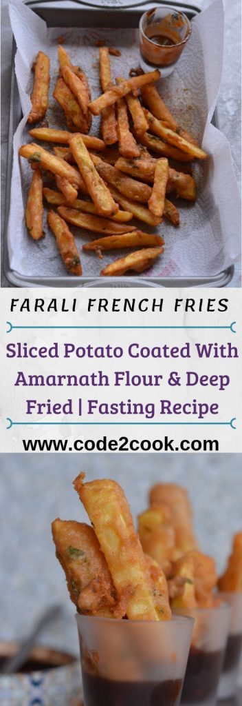 pinterest image of farali french fries recipe.