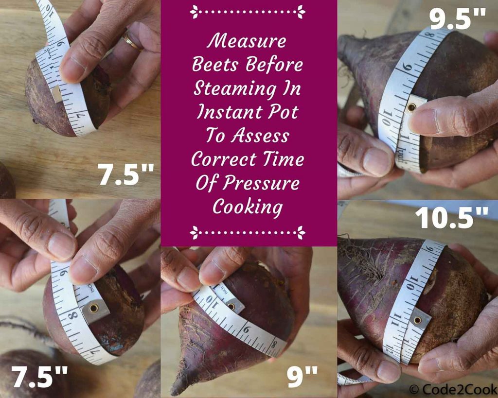 measuring beets circumference before adding in instant pot.