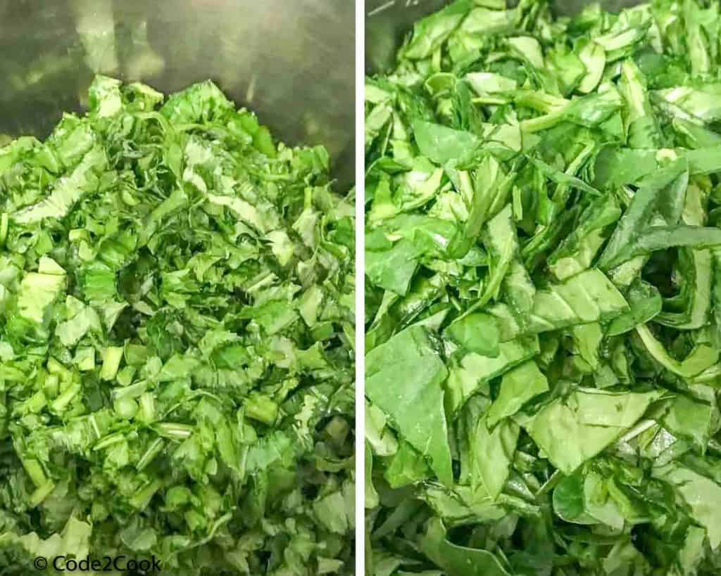 chopped mustard greens & spinach